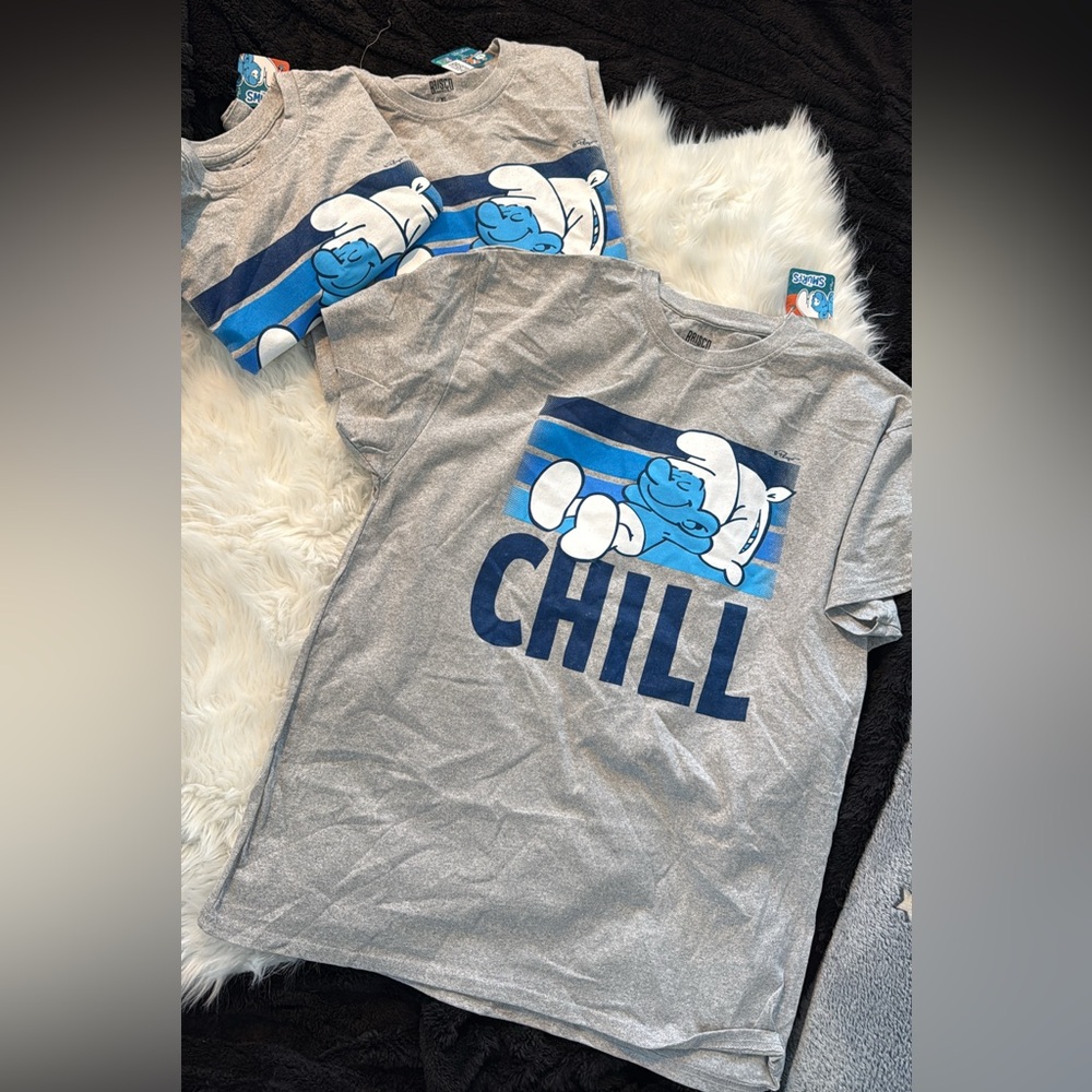 Gray Smurf Graphic T-Shirt